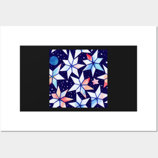 Watercolor Christmas Winter Snowflakes Posters and Art